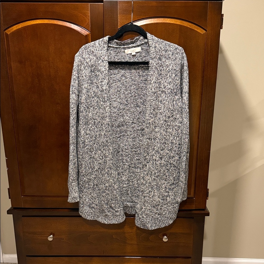 Loft Gray Knit Open Cardigan